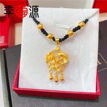 Ji Fuyuans ancient heritage-plated Vietnamese sand gold lotus hand-woven rope necklace will not fade for a long time and is versatile and gold-plated.