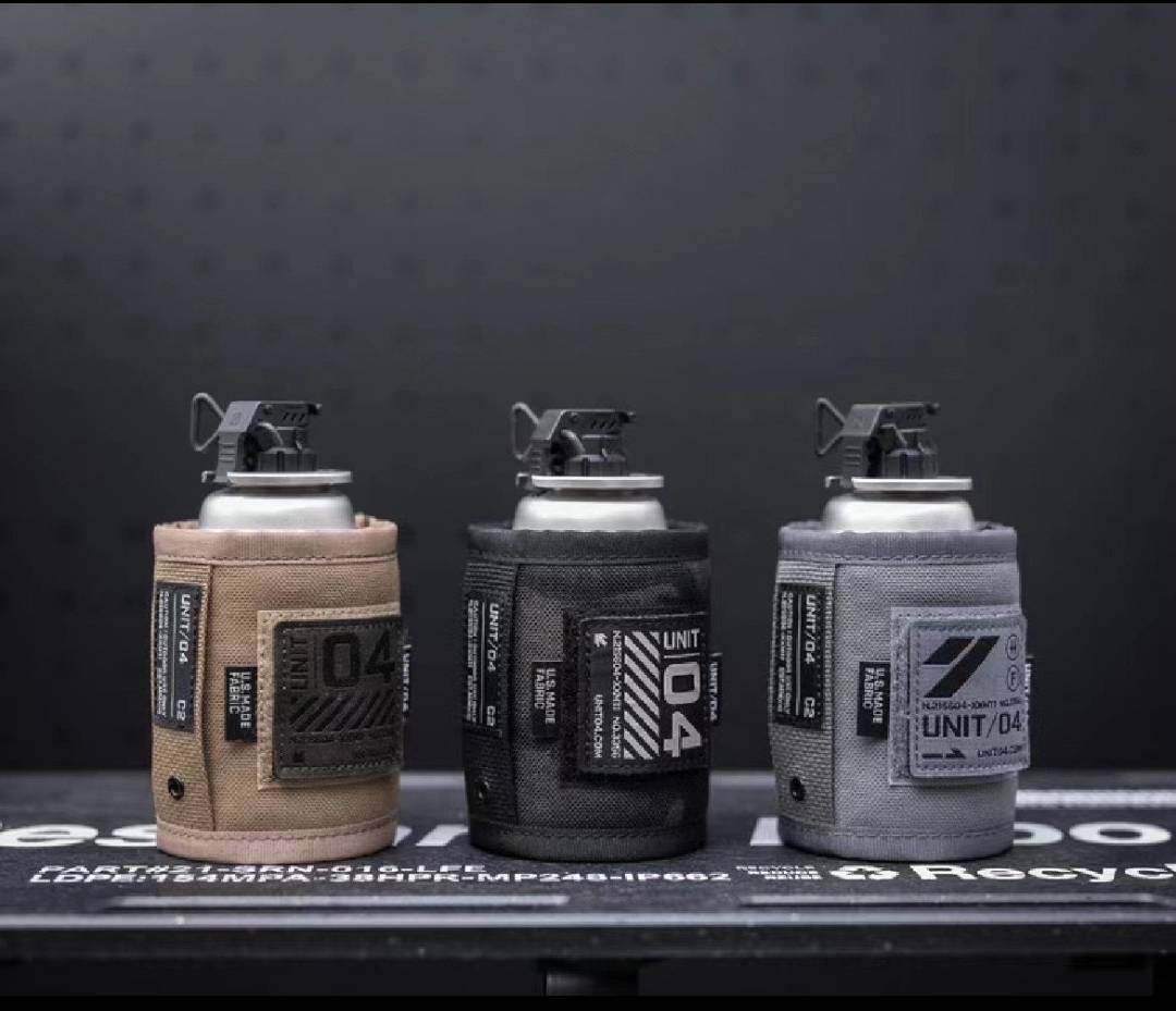 UNIT/04战术黑化迷彩军事化露营必备:120g卡式短气罐半截保护套气罐盖,户外生存的秘密武器!-气罐套-淘宝百科网