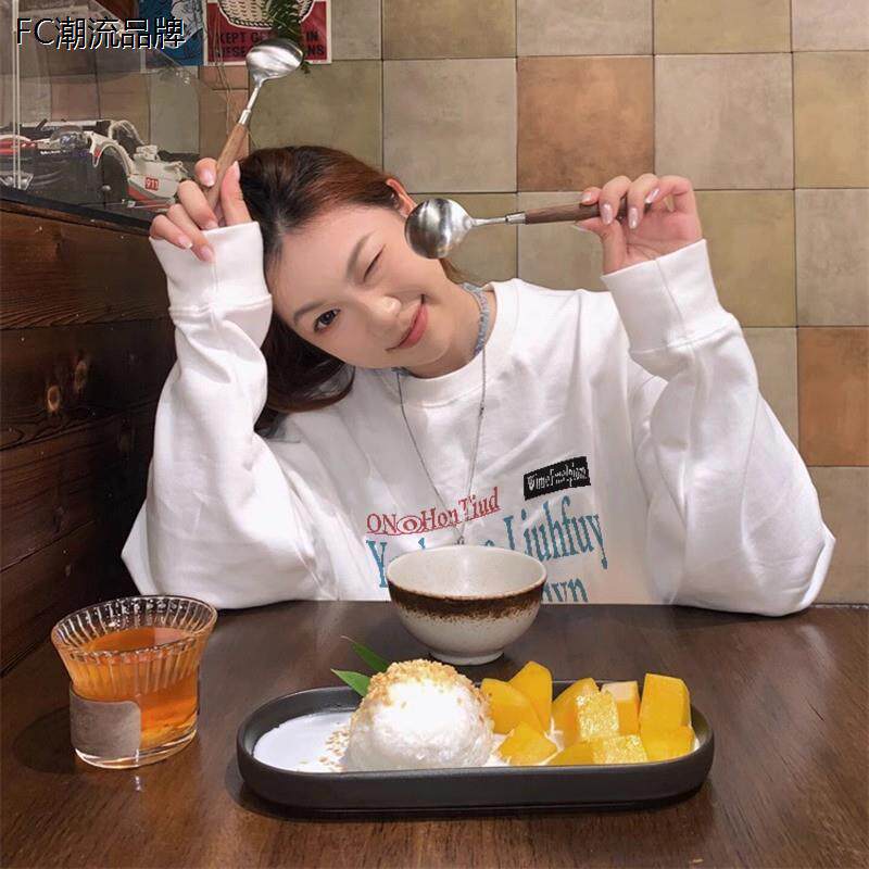 Port Wind Chic Creative Letter Sleeve Head Casual Blouse Women Spring Autumn Loose Oversize Gentle Ethos 100 Hitch-Taobao