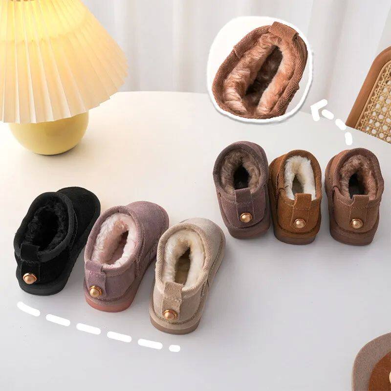 Детские ботинки девочка Geniune Leather Classic Button Snow Bo Bo 
