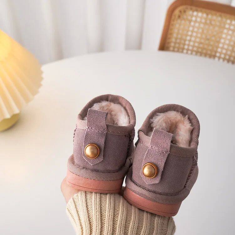 Детские ботинки девочка Geniune Leather Classic Button Snow Bo Bo 
