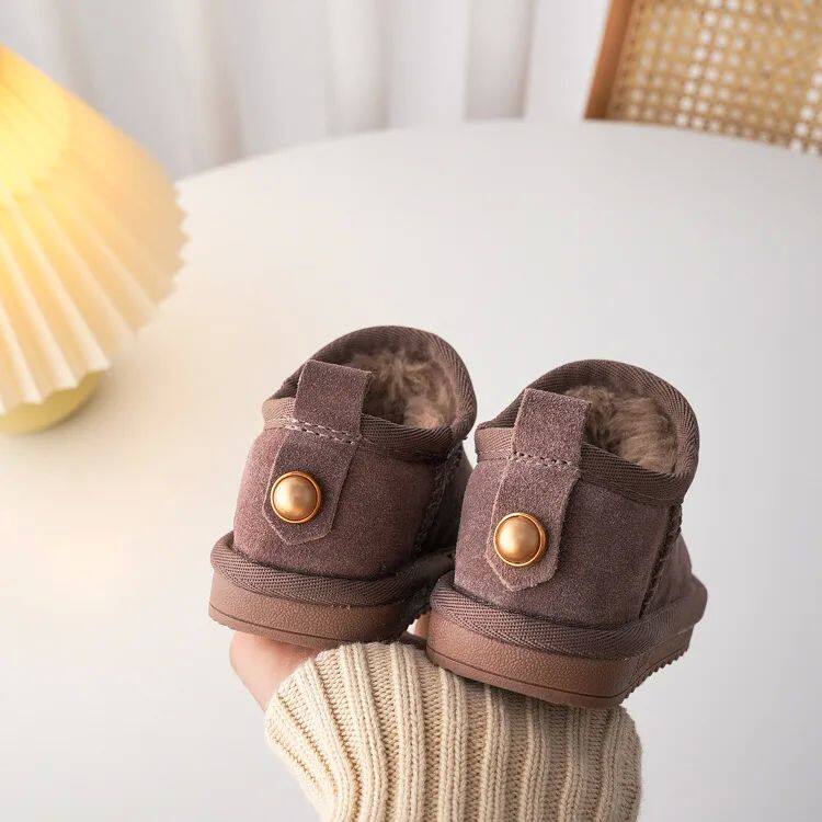 Детские ботинки девочка Geniune Leather Classic Button Snow Bo Bo 
