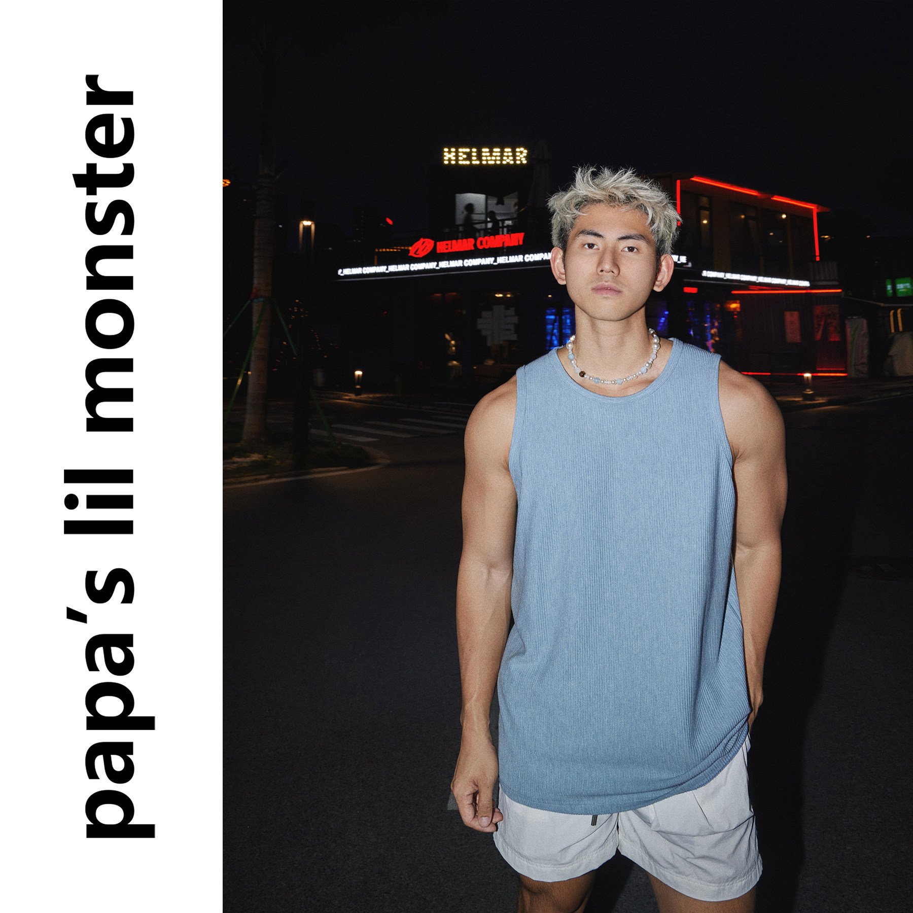 質感のあるアメリカンカジュアルのゆったりとしたリブ編みのノースリーブベスト（メンズ）、夏のシンプルな無地のランニングスポーツトップ