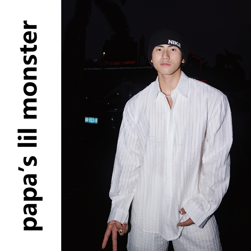 Papaslilmonster American-Style Solid Color Vertical Stripe Texture Shirt Drawstring Elastic Waist Shorts Set for Men Trendy