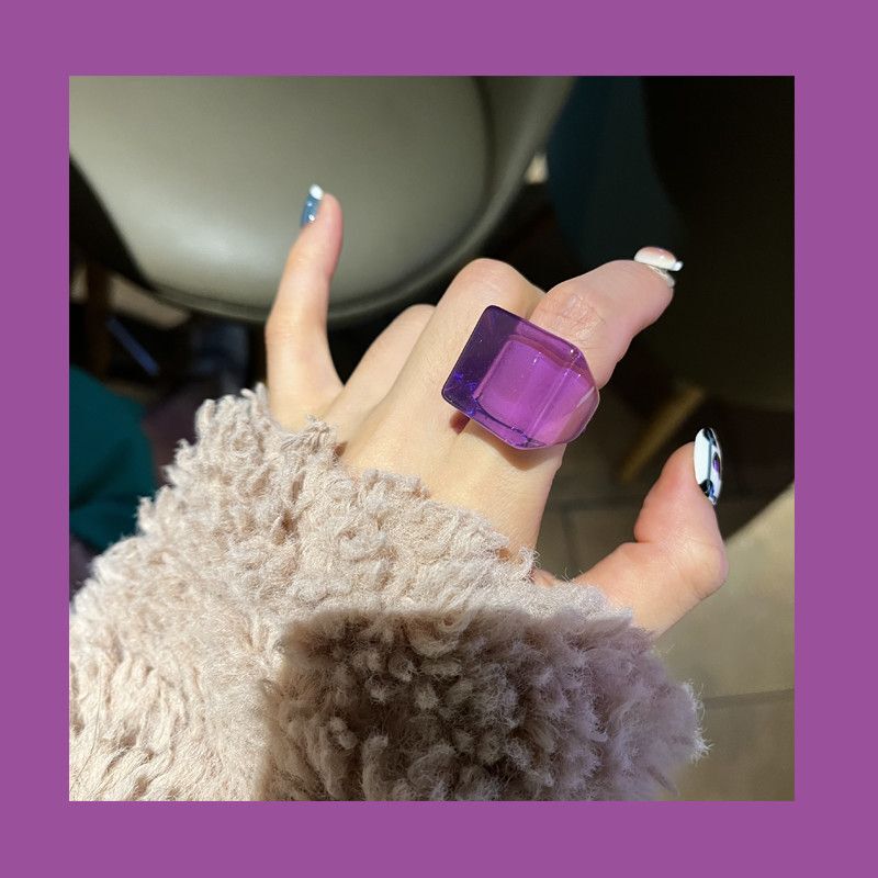 Ring Korean New Style Jewelry Personality Japanese and Korean 2024 Fashion Acrylic Versatile High-End Feel Ring Square Niche