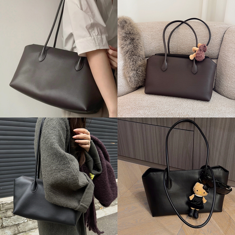 R0W First-Layer Cowhide Soft Zipper Underarm Shoulder Bag Terrass Genuine Leather Commuter Tote Bag Minimalist Style Women's Bag R0W First-Layer Cowhide Soft Zipper Underarm Shoulder Bag Terrass Genuine Leather Commuter Tote Bag Minimalist Style Women's Bag