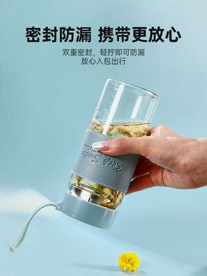 喝水杯女学生高颜值耐高温带盖玻璃杯便携简约随手杯可爱泡茶杯子