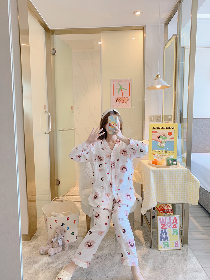 全棉纯棉月子服夏季薄款产后哺乳4月份5孕妇睡衣女产妇全棉两件套 — 17