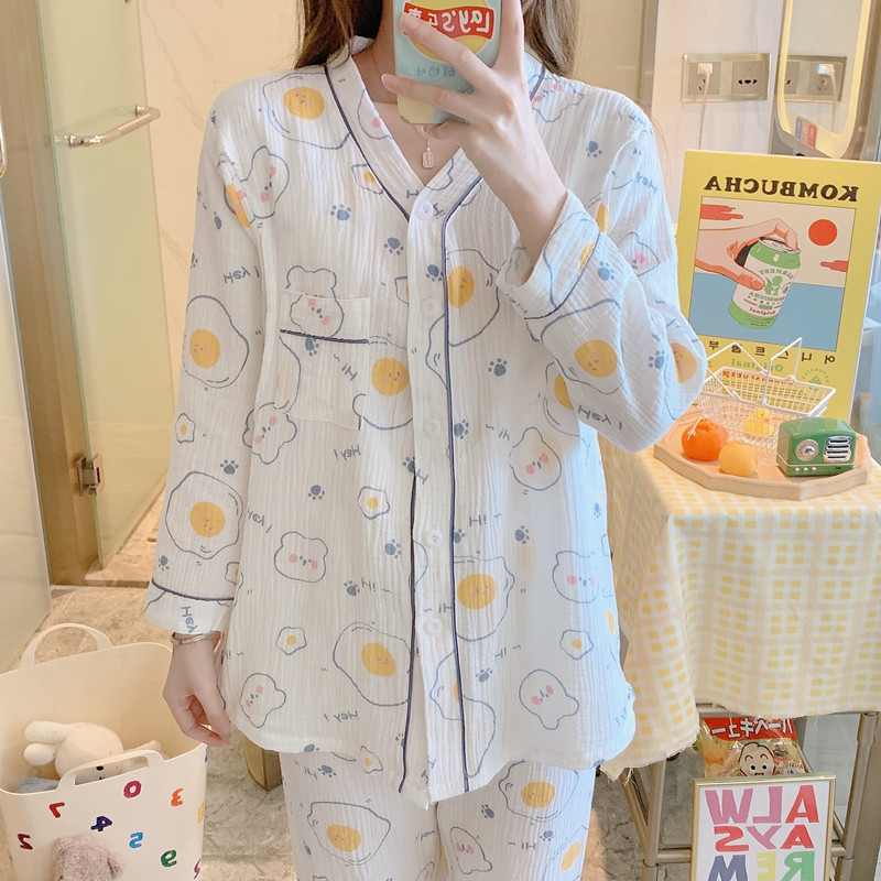全棉纯棉月子服夏季薄款产后哺乳4月份5孕妇睡衣女产妇全棉两件套 — 45