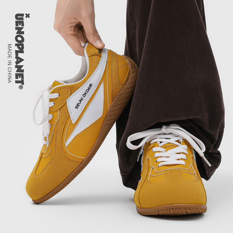 Uenoplanet Yellow German Training Shoes for Women 2026 New Model Sports Shoes for Men Height-Increasing Casual Shoes Height-Increasing Racing Shoes