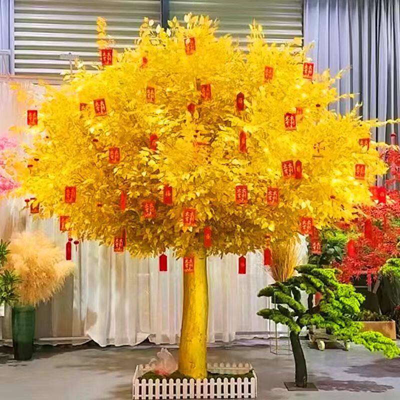 Artificial Golden Banyan Tree, Money Tree, Wish Tree, Lobby Mall New Year Red Envelope Tree, New Year's Day Ktv Decoration