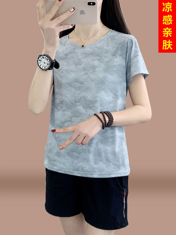Ice Silk Quick-Drying Short-Sleeved T-Shirt for Women, Thin 2025 New Summer Loose and Cool Casual Round-Neck Sports Top