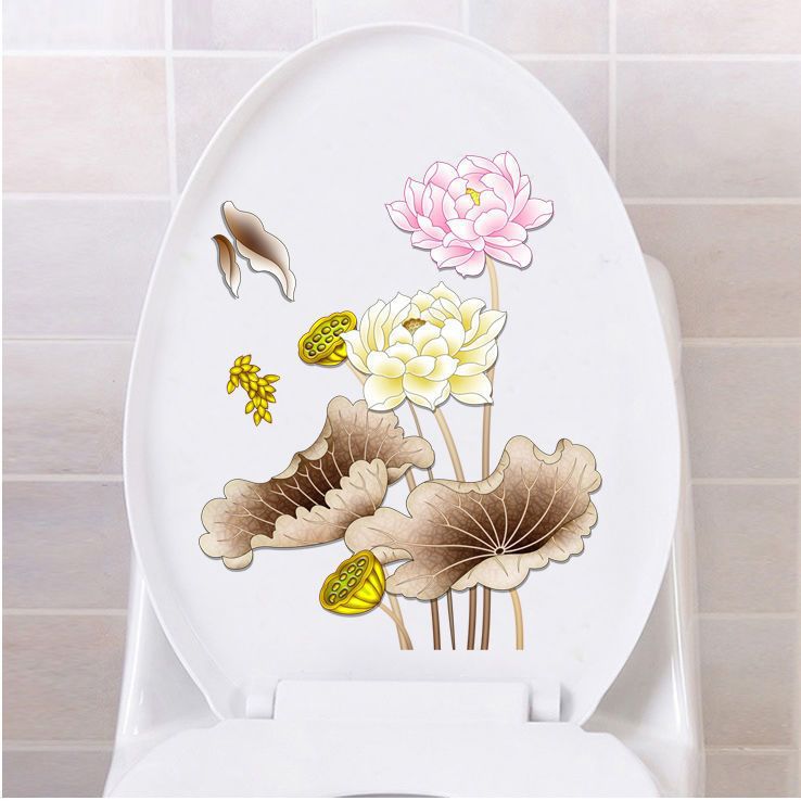 Toilet Toilet toilet Toilet Sticker cover Painted Decorative Wall Paper Self-Adhesive Waterproof Patch Wall Stickproof Wall Painting Anti-Fouling-Taobao