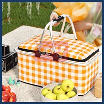 Picnic Basket Spring Tours Foldable Outdoor wild Cooking Insured Camping Portable Mention Basket Picnic Food Box Mesh Red Basket