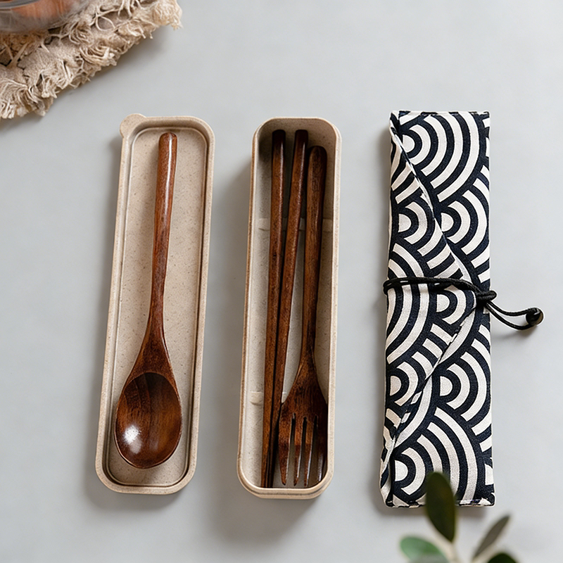 Household Wooden Chopsticks and Spoon Set, Exquisite Portable Cutlery Box, Storage Bag, Food-Grade Nanmu Wood, Special Tableware for Eating Household Wooden Chopsticks and Spoon Set, Exquisite Portable Cutlery Box, Storage Bag, Food-Grade Nanmu Wood, Special Tableware for Eating