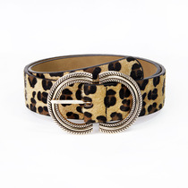 Japan FC solid color animal print ethnic style decoration BAO WEN buckle belt womens pin buckle casual retro belt new style