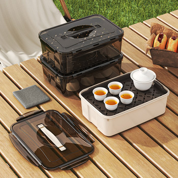 Travel tea tray, tea cup, tea set storage box portable set