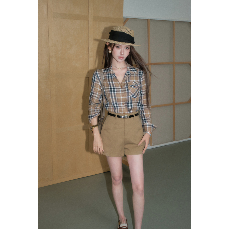 Olivia Duo Retro Smart Plaid Shirt 2026 Autum 100 Linen Versatile British Plaid Long-Sleeved Shirt Olivia Duo Retro Smart Plaid Shirt 2026 Autum 100 Linen Versatile British Plaid Long-Sleeved Shirt