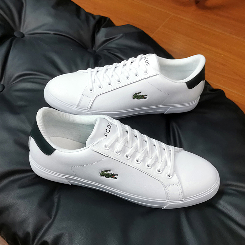 Lacoste French Crocodile Leather White Men's Shoes Versatile White Sneakers Lace-Up Casual Shoes Board Shoes Autumn and Winter Models Lacoste French Crocodile Leather White Men's Shoes Versatile White Sneakers Lace-Up Casual Shoes Board Shoes Autumn and Winter Models