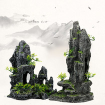 Fish tank building decoration resin fake mountain aquarium simulation fake mountain stone ecological landscape plan cloth view swing piece composition