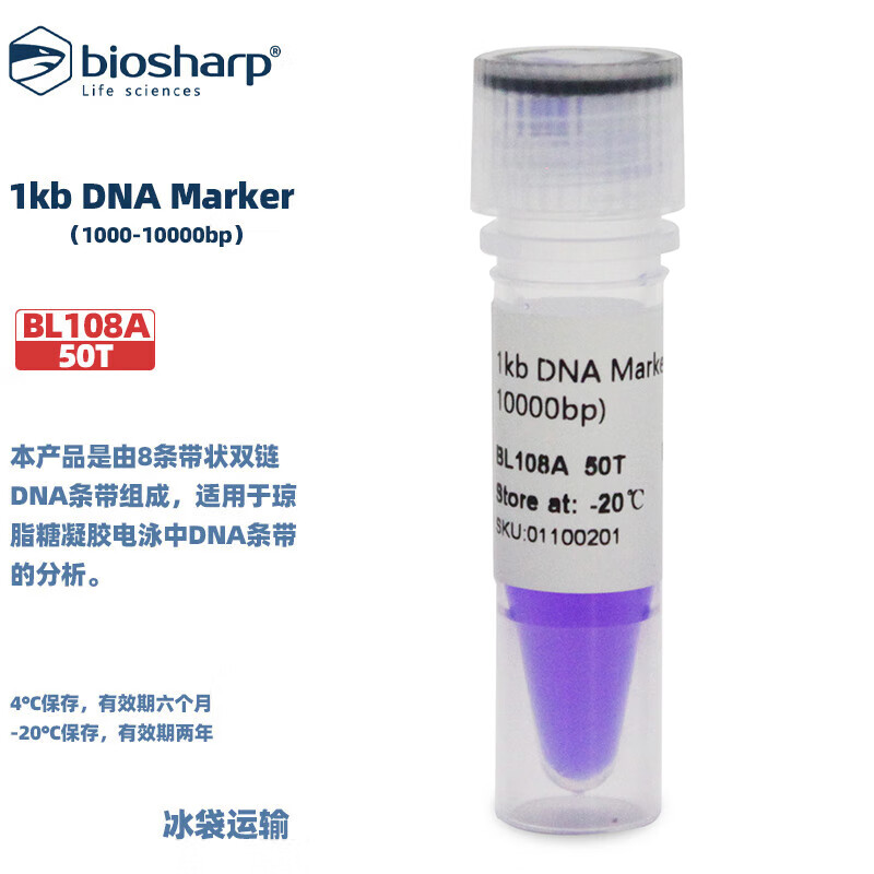 BIOSHARP LIFE SCIENCES 白鲨 BL108A 1kb DNA Marker 分子量标准(1000-10000bp)