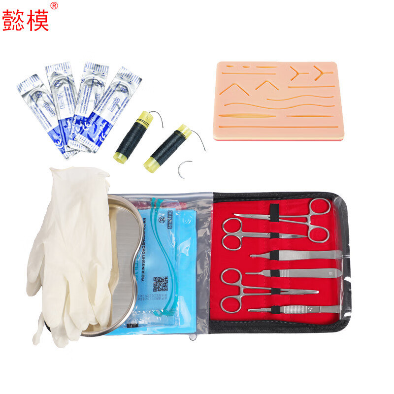 懿模模拟眼外科伤口打结手术多角皮肤清创缝合硅胶缝合训练练习皮