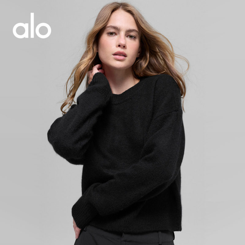 Alo|Women's New Class Loose-Fitting Short Casual Wool Blend Crew Neck Sweater Alo|Women's New Class Loose-Fitting Short Casual Wool Blend Crew Neck Sweater