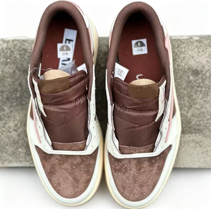 Limited Edition Travis Scott Tropical Pink Topical Pink Unisex Reverse Hook Shy White and Brown 3 Casual Shoes