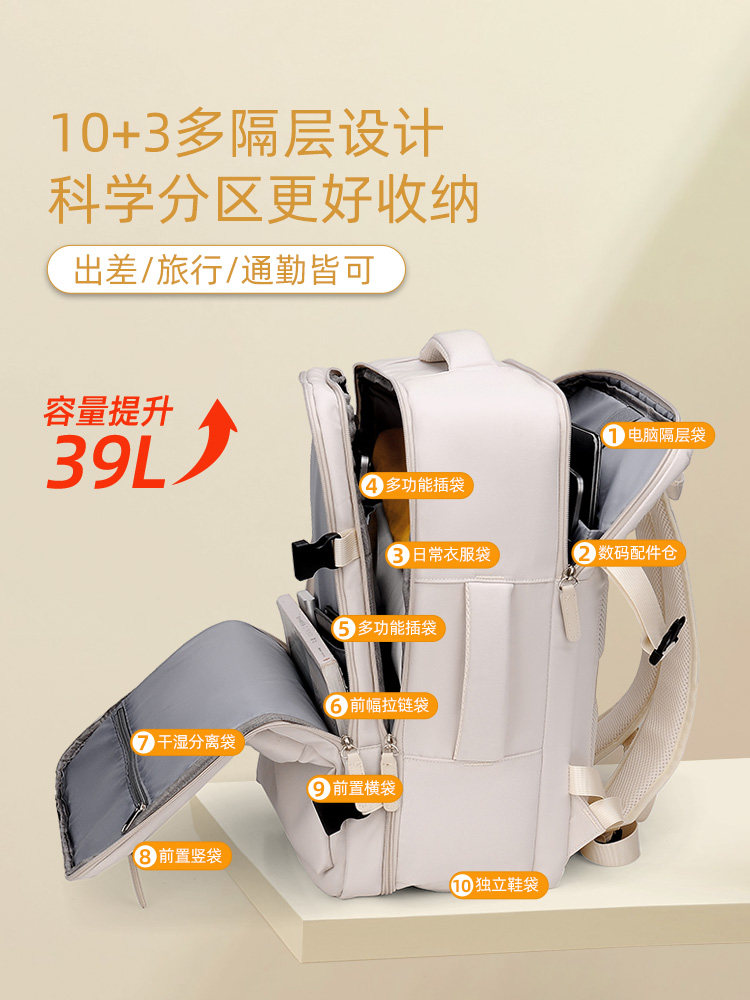 Travel Backpack for Students, Short-Distance Travel, Can Be Taken on Board, High-End, Lightweight, Expandable, 2025 New Fashion Backpack for Men and Women