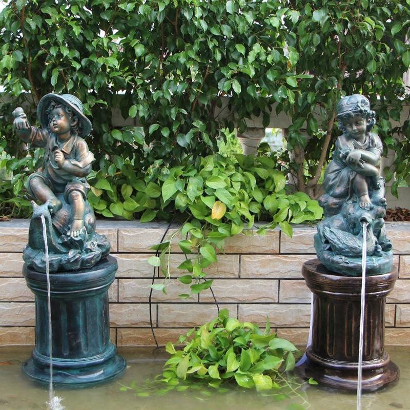 Little boy urinating fountain small monk Sculpture Male and female Balcony Garden Fish Pool Figure Spray Chinese Pendulum-Taobao