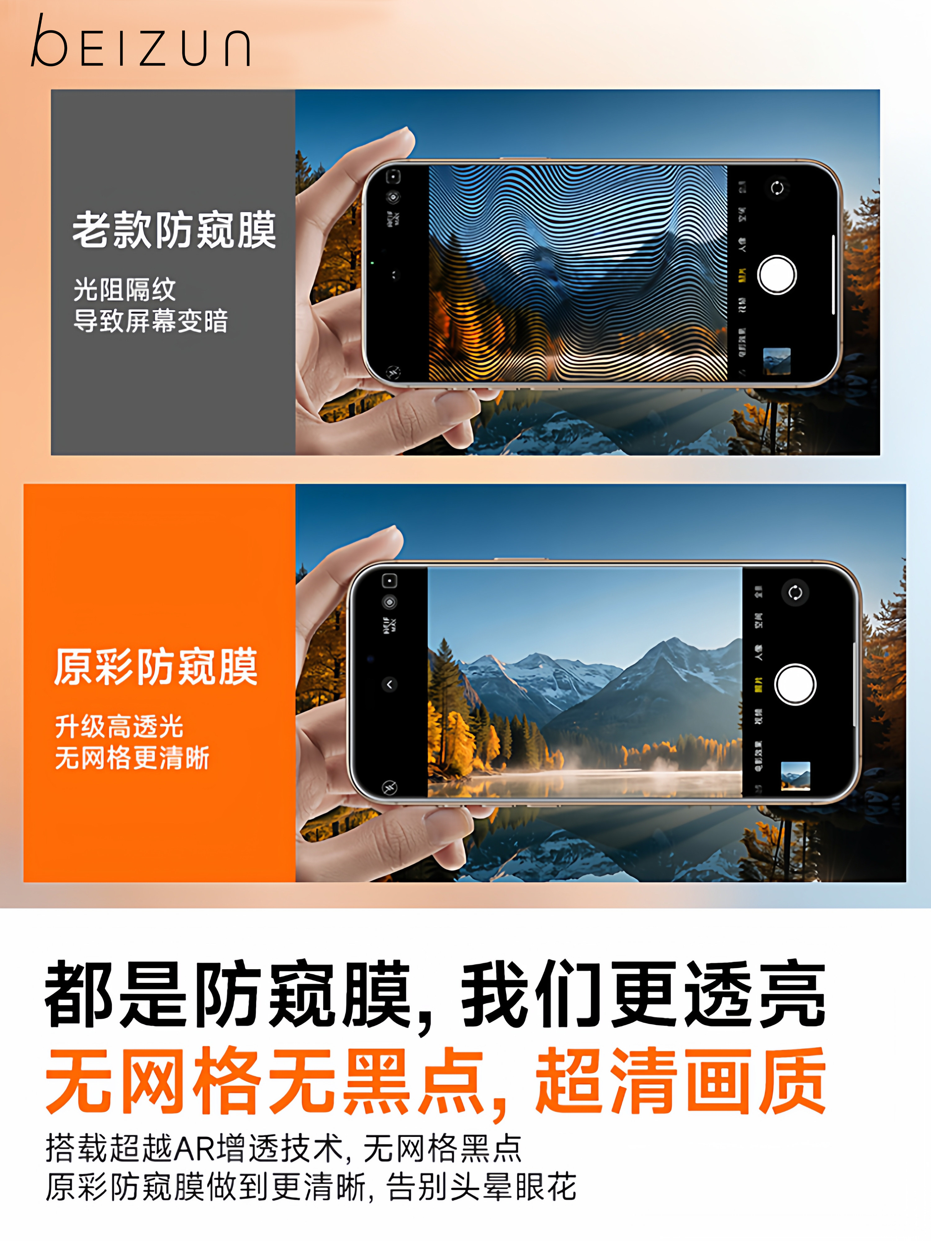 [New Ar Anti-Peeping Corning Eye Protection]Beizun Privacy Screen Protector for Apple iPhone 17 Pro Max, Air Tempered Glass Film 1615, Screen Protector 14 Pro, Anti-Peeping 12, Full Screen Eye Protection 13, Xr