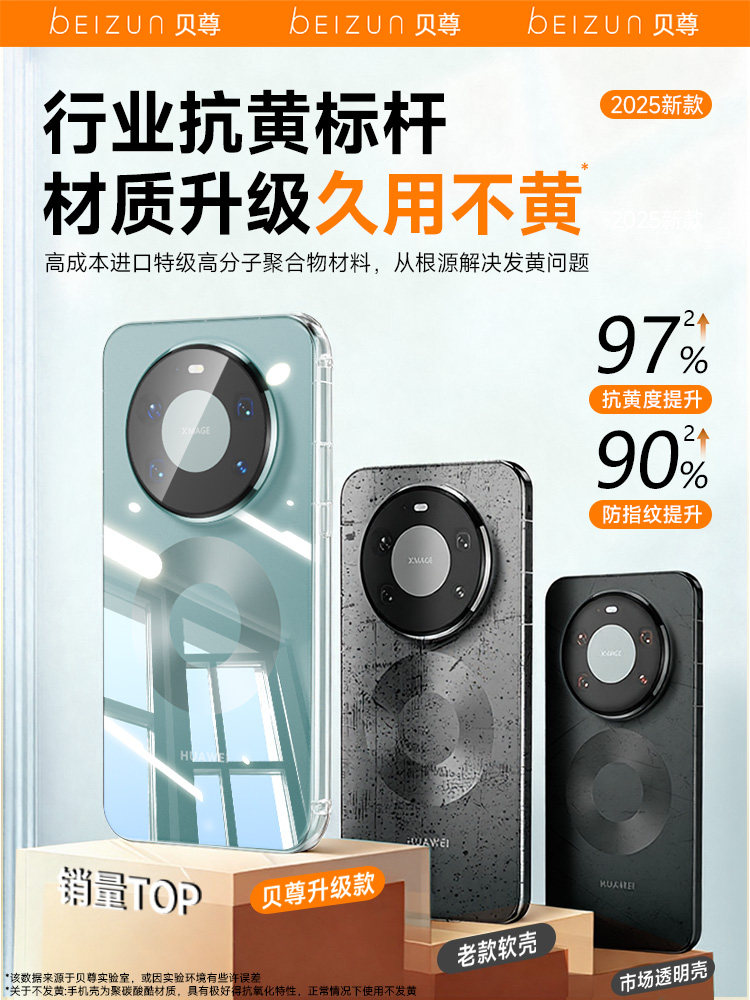 [Imported from Germany] Beizun Is Suitable for Huawei Mate80Promax Phone Case, Mate70Pro+ New Protective Case, Mate60 Ultra-Thin Transparent Case, Tpu Lens Protection Silicone High-Grade Soft+