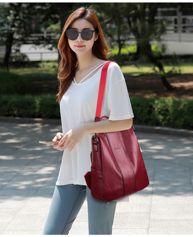 рюкзак anti-theft leather backpack women vintage shoulder bag ladie OTHER