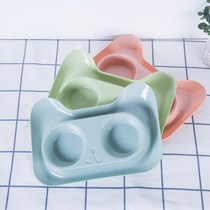 Cat bowl double bowl cat bowl food bowl stainless steel cat rice bowl dog bowl leak-proof drinking water cat food bowl pet bowl cat rice bowl