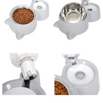 Pet Supplies Double Bowl Dog Bowl Cat Bowl Automatic Drinking Fountain Anti-Tip Food Bowl Dog Food Bowl Cat Water Refill Bowl