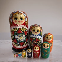 TV cabinet Internet celebrity 10-layer hand-painted engraved and lacquered Russian nesting doll creative Manzhouli wood products flower belly