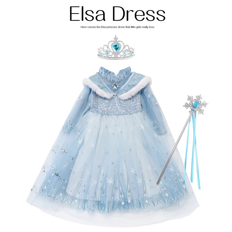 2026 Autumn and Winter New Elsa Princess Dress for Girls Children's Birthday Frozen Elsa Original Dress