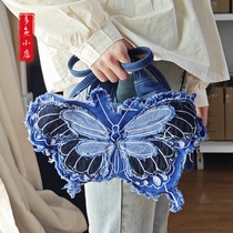 Automne Hiver Nouveau tissu brodé brodé de la mode Mao doit être denim tissu papillon en tissu avec vêtements décoratifs Broken Cave bag Patch