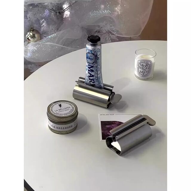 [Large Stainless Steel]Automatic Toothpaste Dispenser Lazy Person's Facial Cleanser Press Toothpaste Clip Toothpaste Squeezer