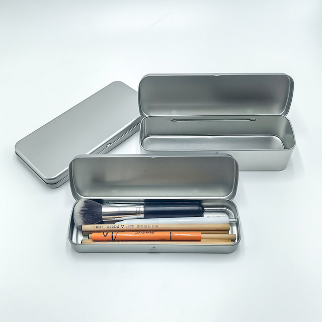 Casual Tinplate Box Stationery Box Student DIY Pen Box Tin Box Art Metal Material Unprinted Pencil Storage Box