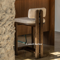 Retro bar chair modern simple solid wood high stool bar chair front desk high chair medieval household island chair