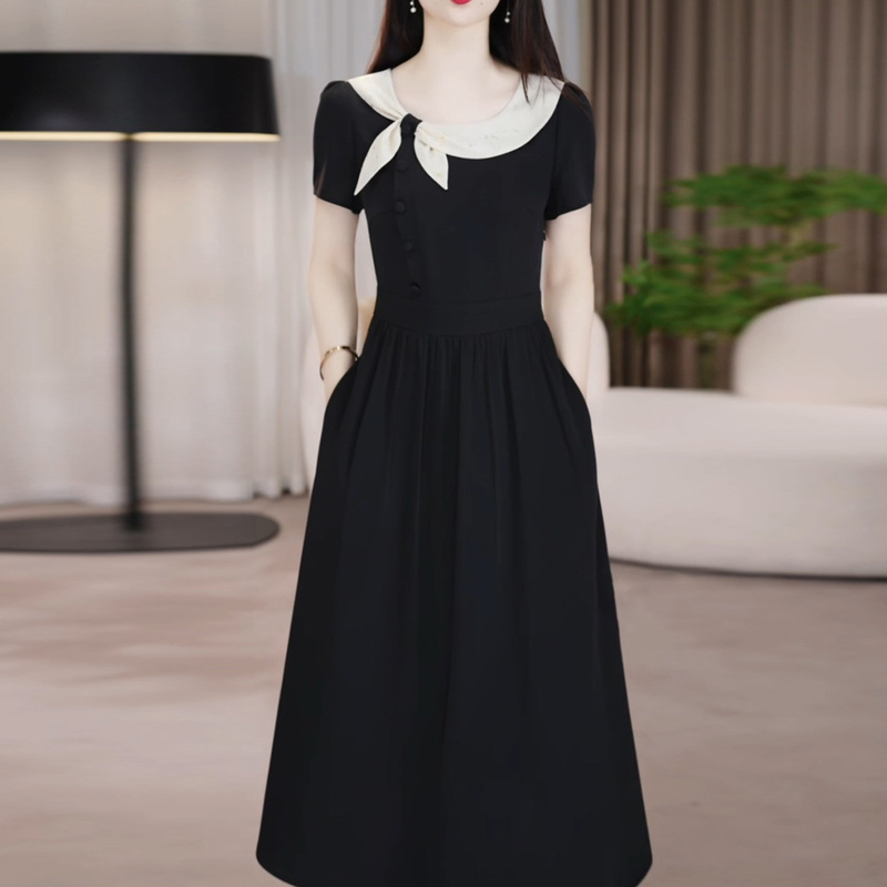 Dress 2026 New Summer Style for Women, Popular This Year, Elegant and Sophisticated, Hepburn Style, Black