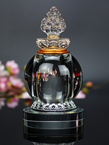 The pagoda crystal bottle with crystal relics is sealed and contains the Buddhas table decoration. The nectar pill bottle is transparent and has a large size.