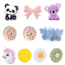 10PCS Baby Teething Panda Leaf Silicone Beads Sunflowe DIY F