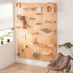 Meow Lisi Solid Wood Cat Climbing Rack Cat Climbing Rack for Small Apartment Wall-type Punch-free Cat Nest Integrated Cat Rack