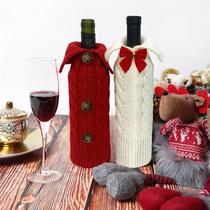 2023 New Christmas decoration family Christmas wine bottle sets home decoration scene for knit red wine bottle bag