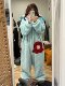 Vockoo Cute Clownfish Coral Velvet Pajamas for Women Winter Fleece-Lined Thickeneded Plush One-Piece Nightgown Home Wear