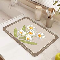 Absorbent mat countertop diatom mud drain mat kitchen water control mat absorbent coaster no-wash heat insulation anti-scald placemat bowls and plates