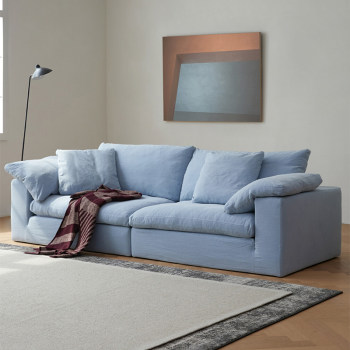 Cloud cloud sofa retro wabi-sabi lazy simple linen down blue free combination modular fabric sofa Cloud cloud sofa retro wabi-sabi lazy simple linen down blue free combination modular fabric sofa