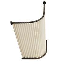 Bathroom folding shower curtain bathroom insulation shower curtain L-shaped waterproof cloth partition punch-free telescopic rod curved curtain